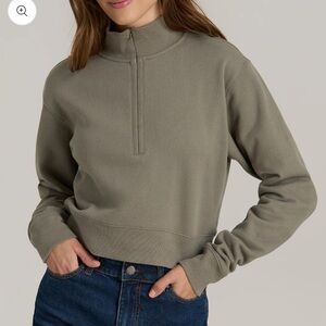 WEAREVER 2.0 FLEECE HALF-ZIP CROPPED SWEATSHIRT, NWT, green, medium